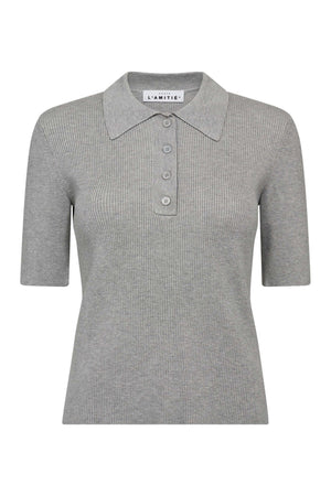 Piccolo SS Polo Rib Knit Light Grey Melange