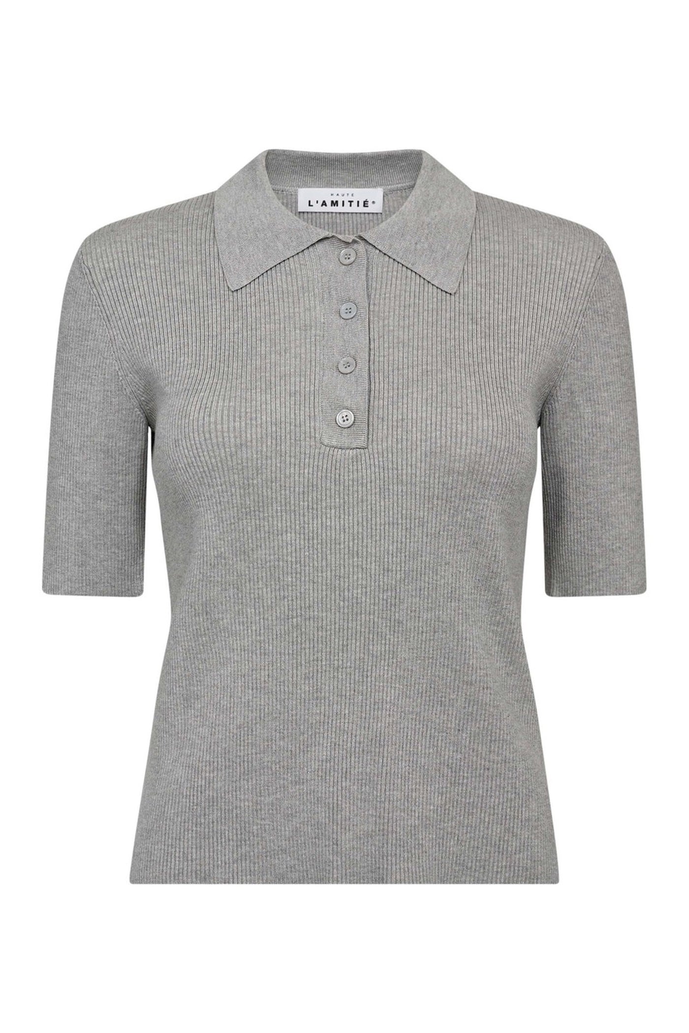 Piccolo SS Polo Rib Knit Light Grey Melange