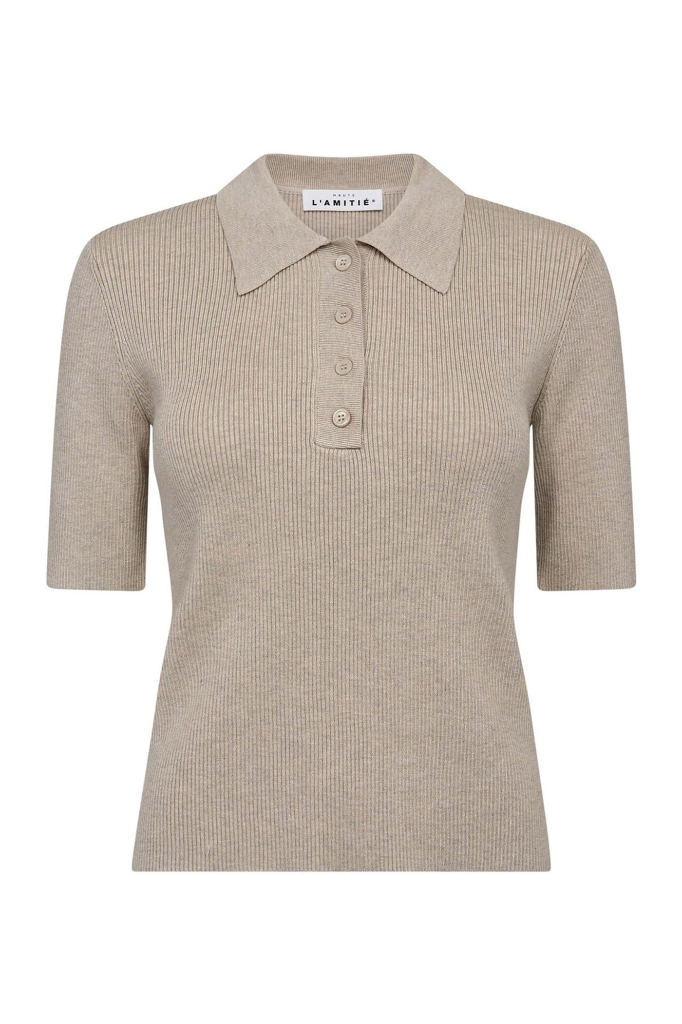 Piccolo SS Polo Rib Knit Seashell Melange - HL10010