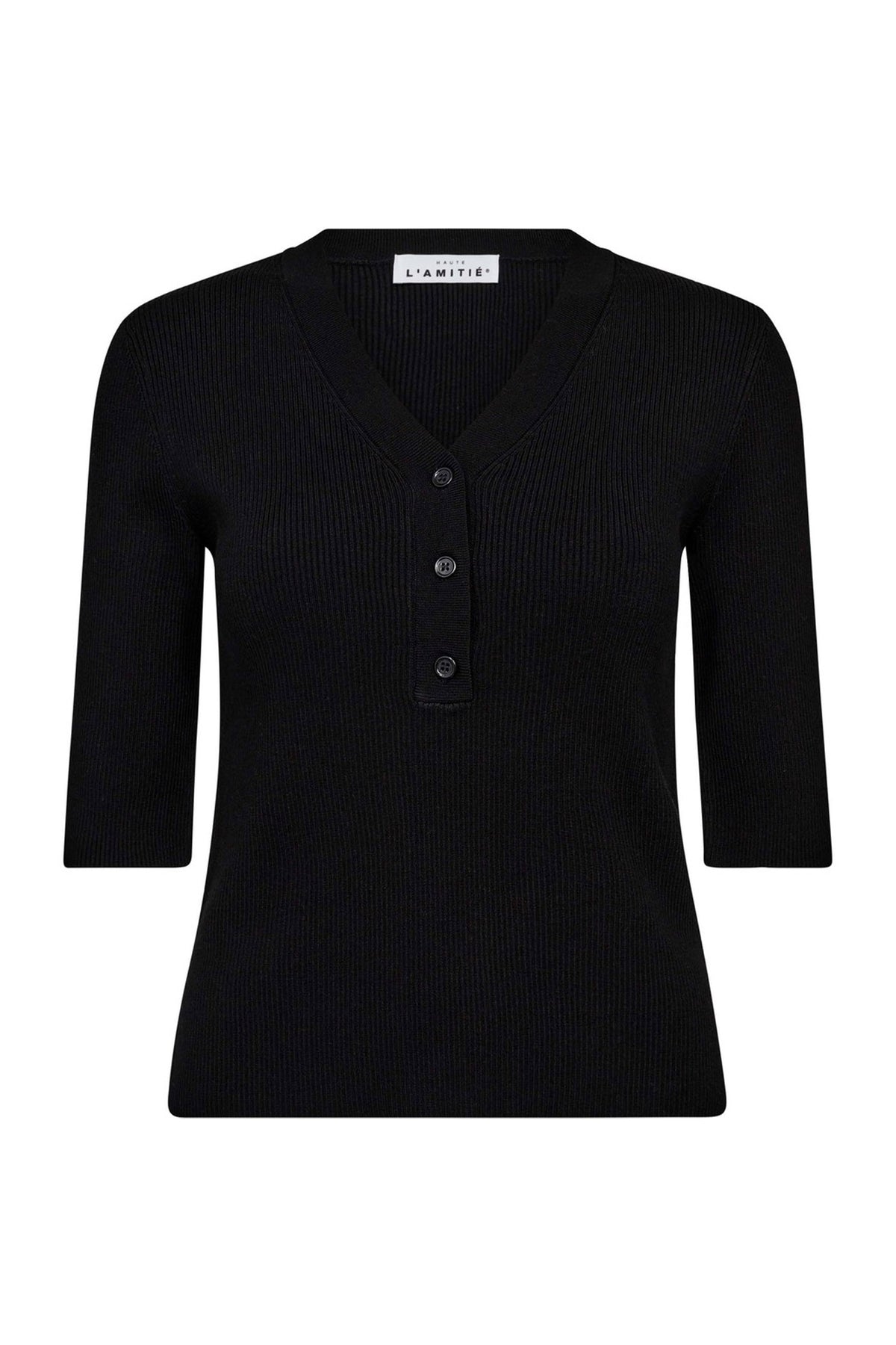 Piccolo SS V-Rib Knit Black