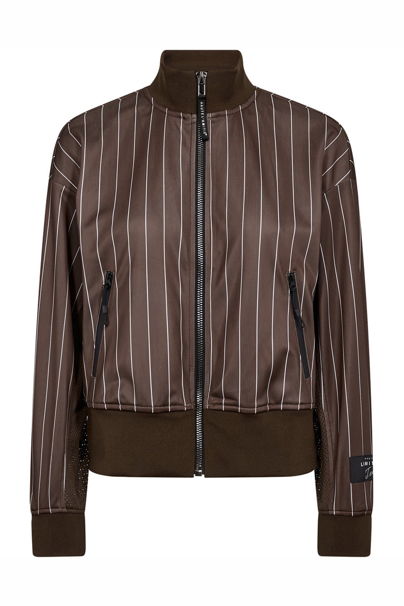 Pin Stripe Zip Sweat Mocca - HL10542