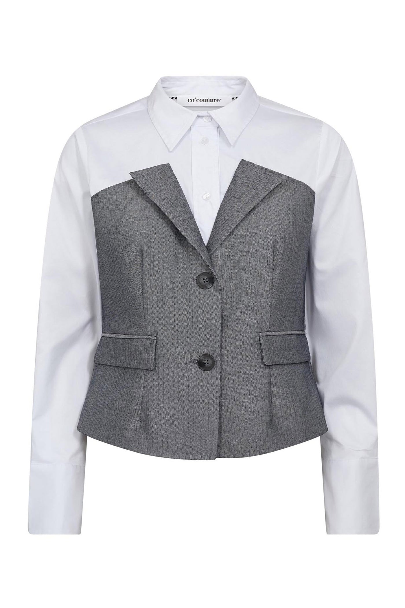 PollyCC Corsage Mix Shirt 4000-White - 45028