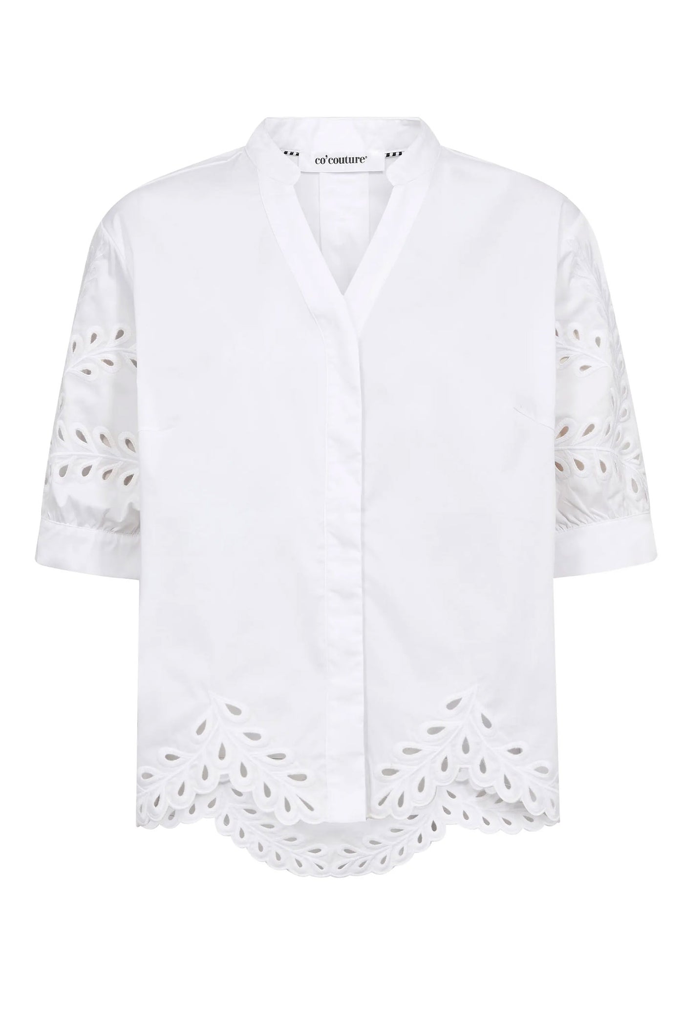 PoppyCC Emb. V-Shirt 10001-White - 500102