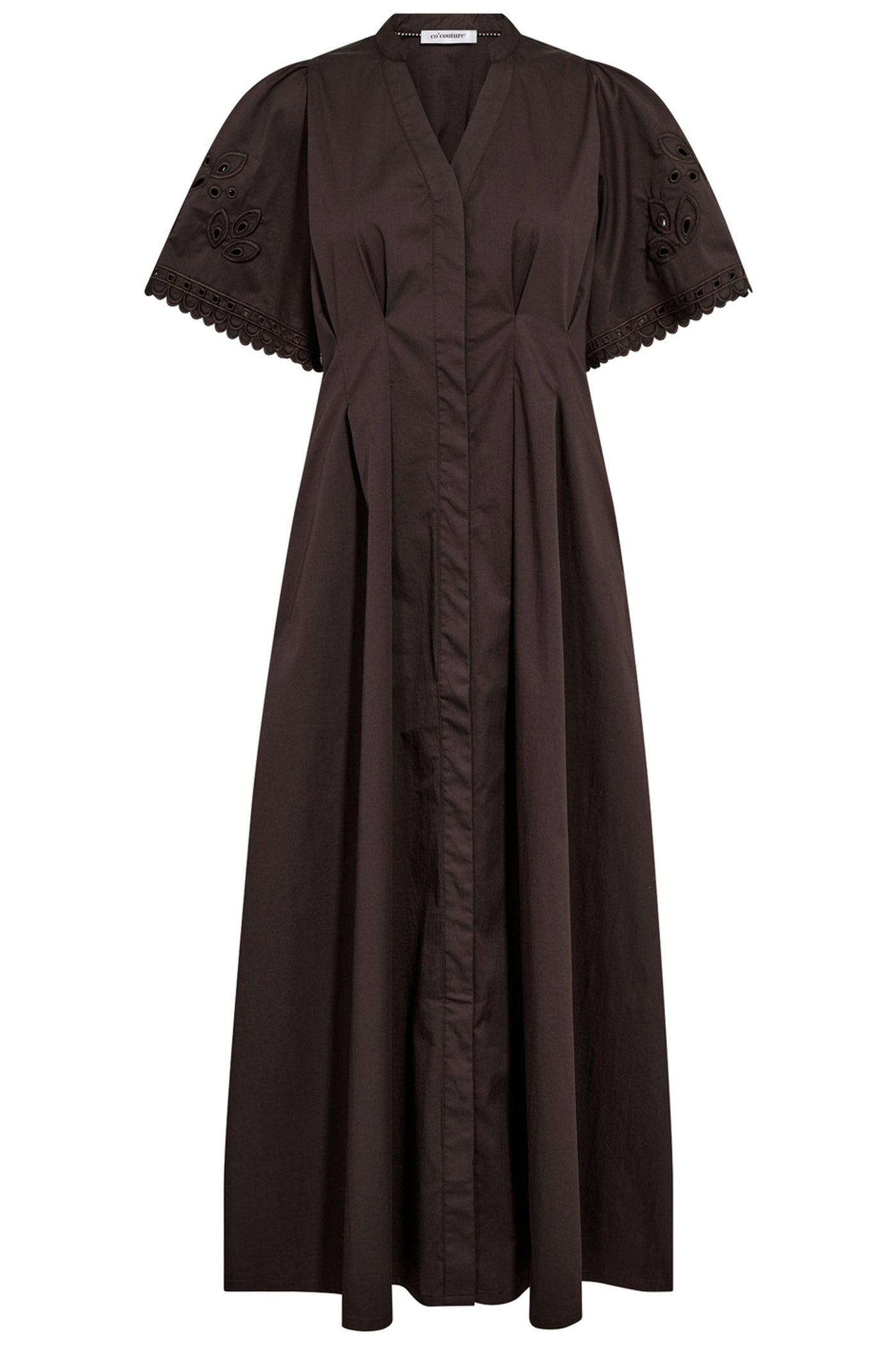PoppyCC Emb Pleat Dress 145-Dark Brown - 46031