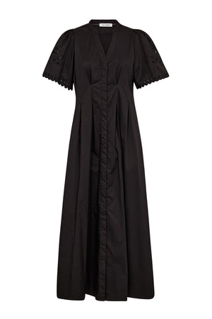 PoppyCC Emb Pleat Dress 96-Black - 46031