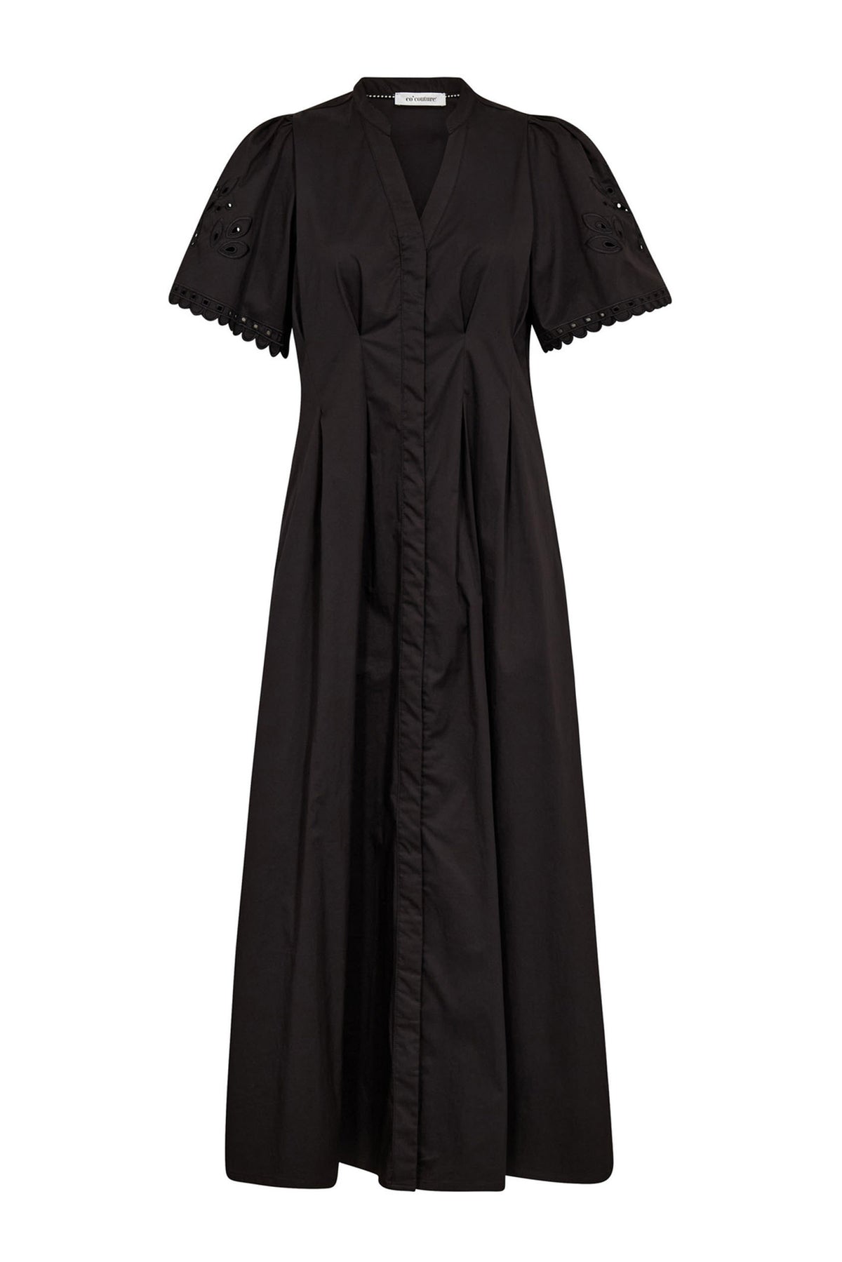 PoppyCC Emb Pleat Dress 96-Black - 46031