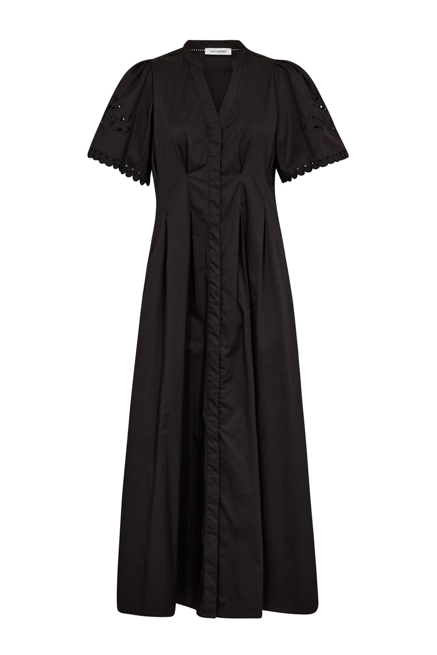 PoppyCC Emb Pleat Dress 96-Black - 46031