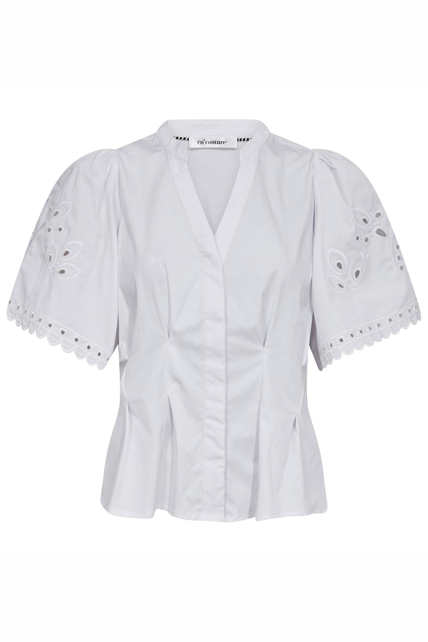 PoppyCC Emb SS V-Shirt 4000-White - 45075
