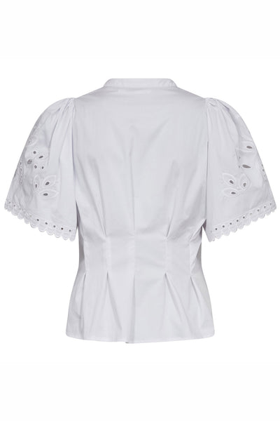 PoppyCC Emb SS V-Shirt 4000-White - 45075 Thumbnail
