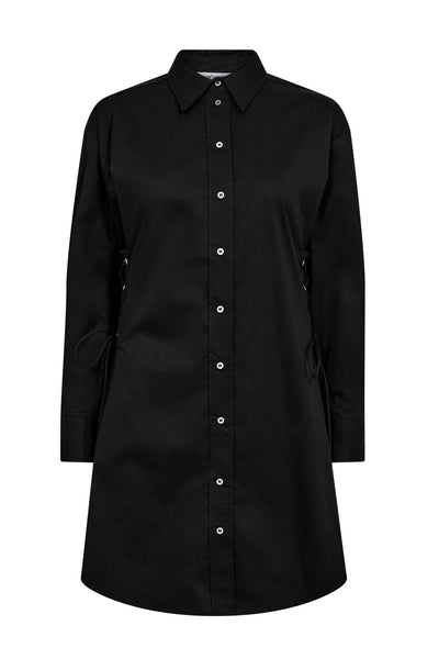PoppyCC Eyelet Tie Shirt Dress 96-Black - 36525 Thumbnail