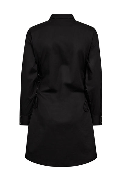 PoppyCC Eyelet Tie Shirt Dress 96-Black - 36525 Thumbnail