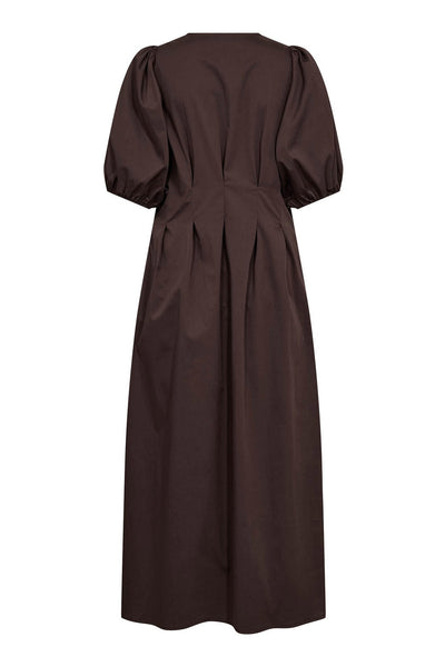 PoppyCC Pleat Dress 145-Dark Brown - 36464 Thumbnail