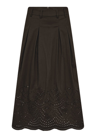 PoppyCC Pleat Scallop Skirt 145-Dark Brown - 44019