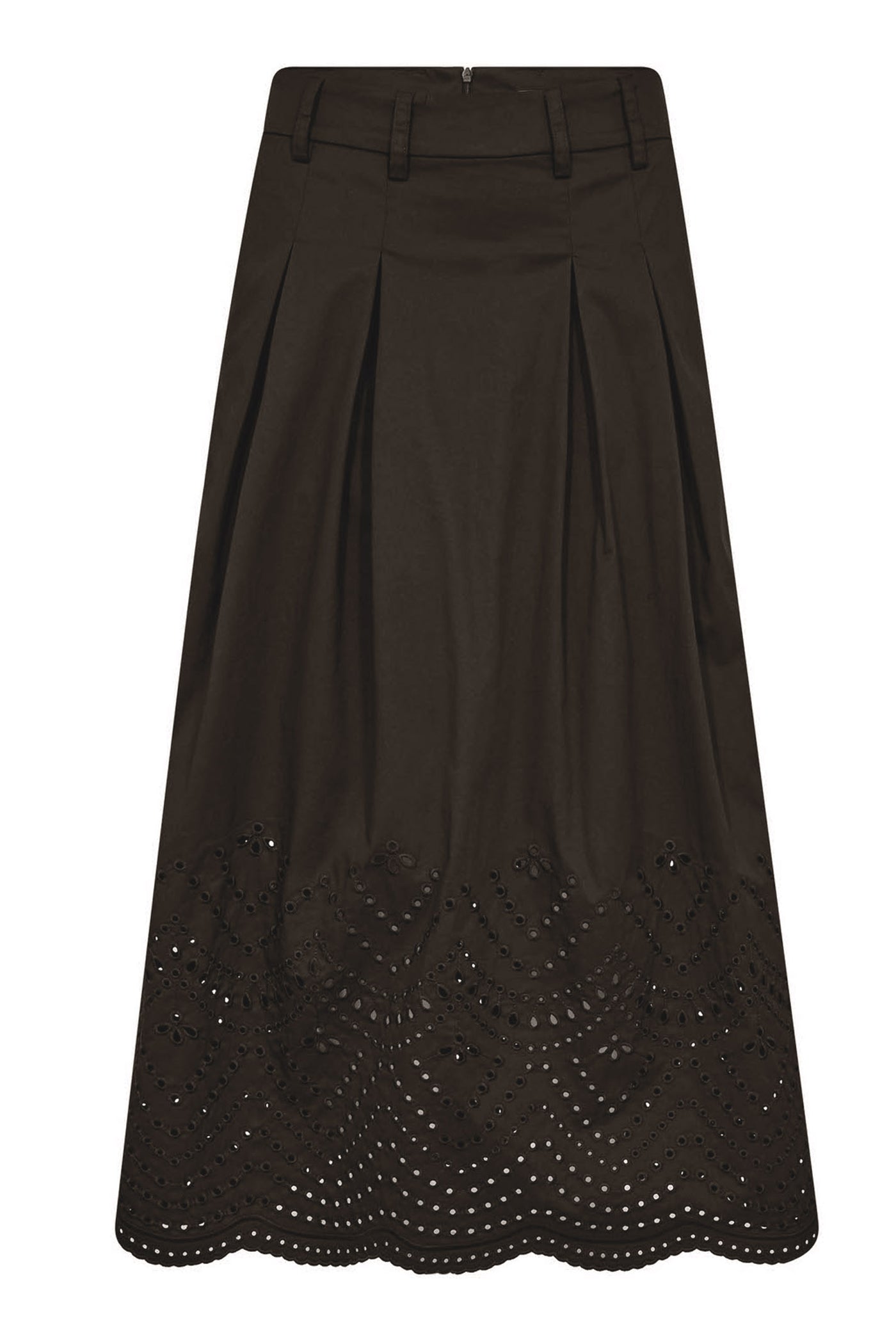 PoppyCC Pleat Scallop Skirt 145-Dark Brown - 44019