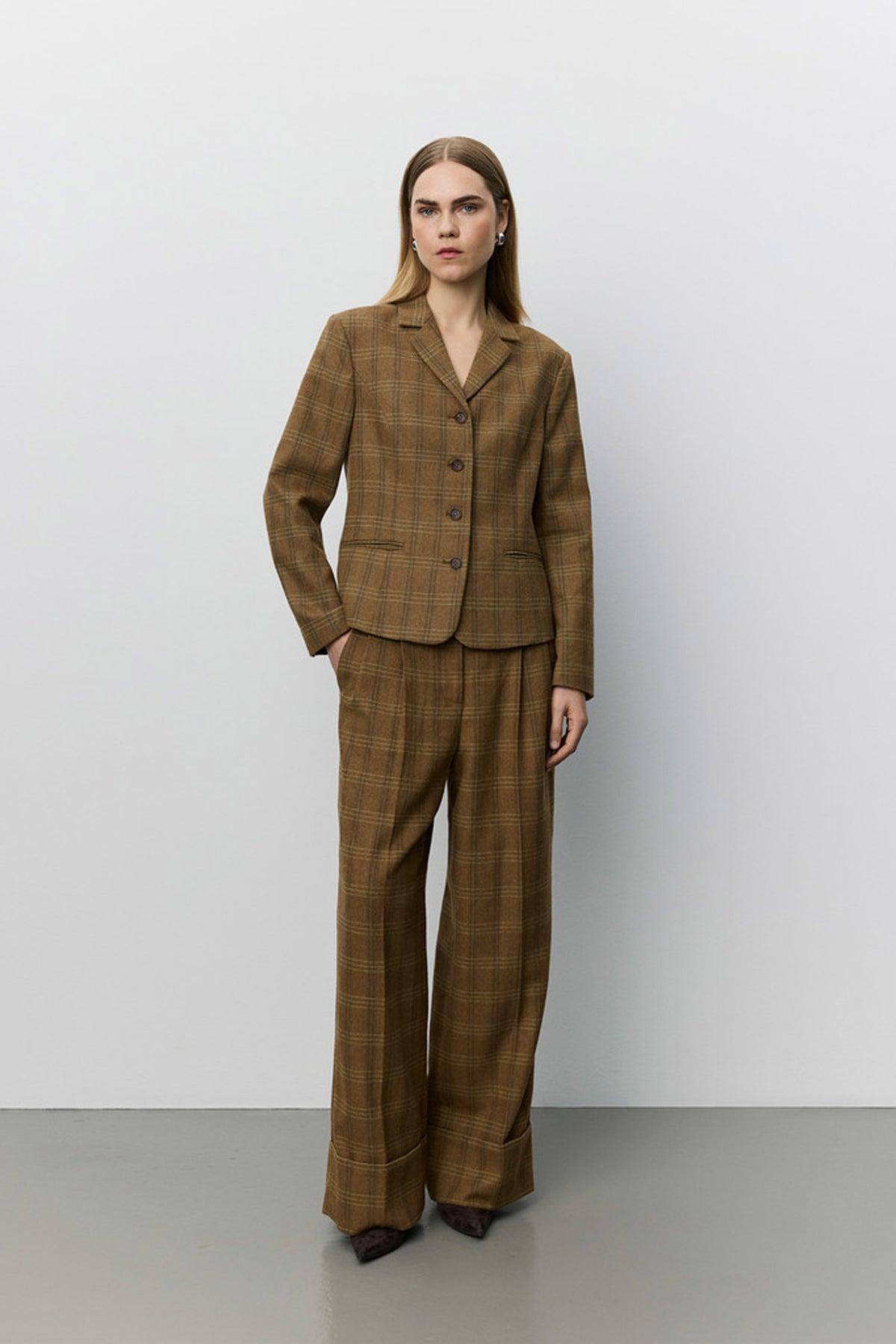 Poppysw Checked Fitted Blazer Maple Brown Check - S263210