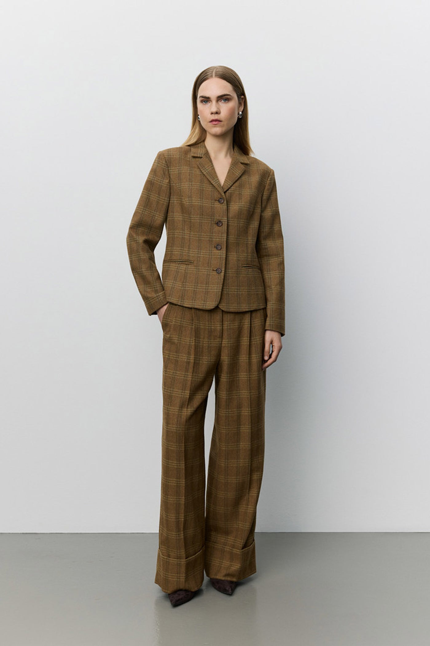 Poppysw Checked Fitted Blazer Maple Brown Check - S263210