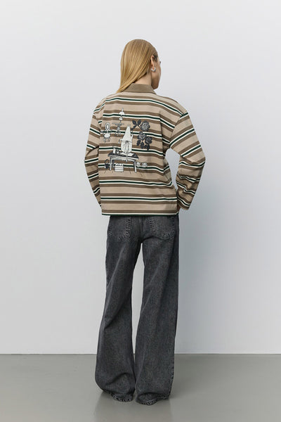 Priasw Moomin Long Sleeve Polo Brown Striped - S263105 Thumbnail