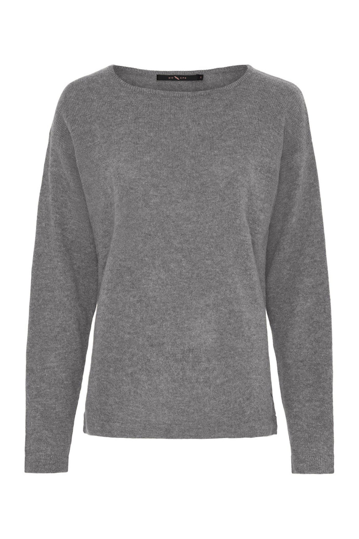 Pure Cashmere Pullover w. Boat Dark grey melange - 500083