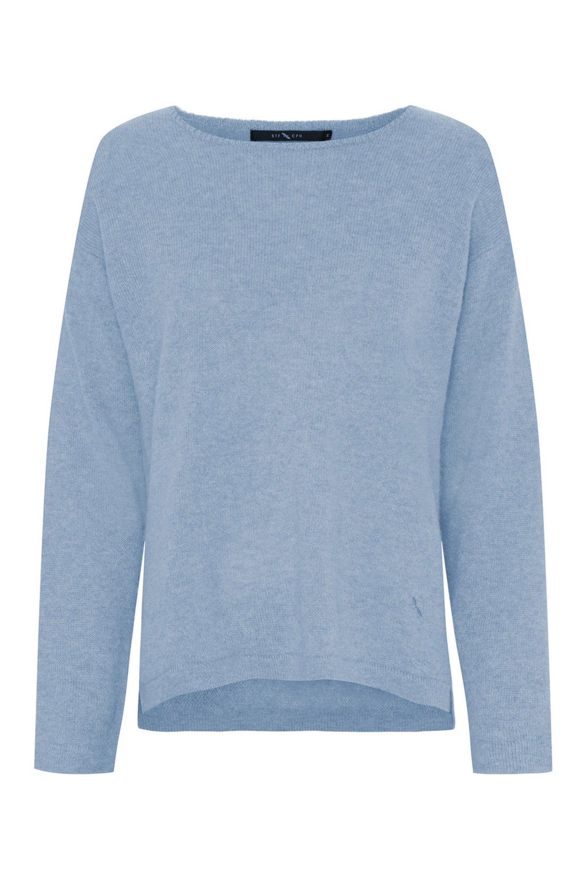 Pure Cashmere Pullover w. Boat Light Blue Melange - 500083