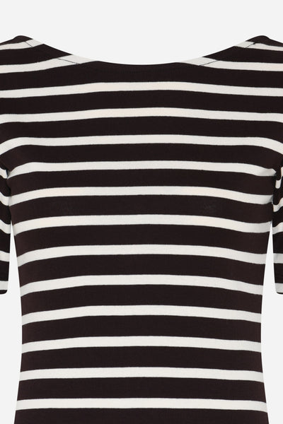 IguanuraBBBoat neck blouse BROWN STRIPE - BBW5042 Thumbnail