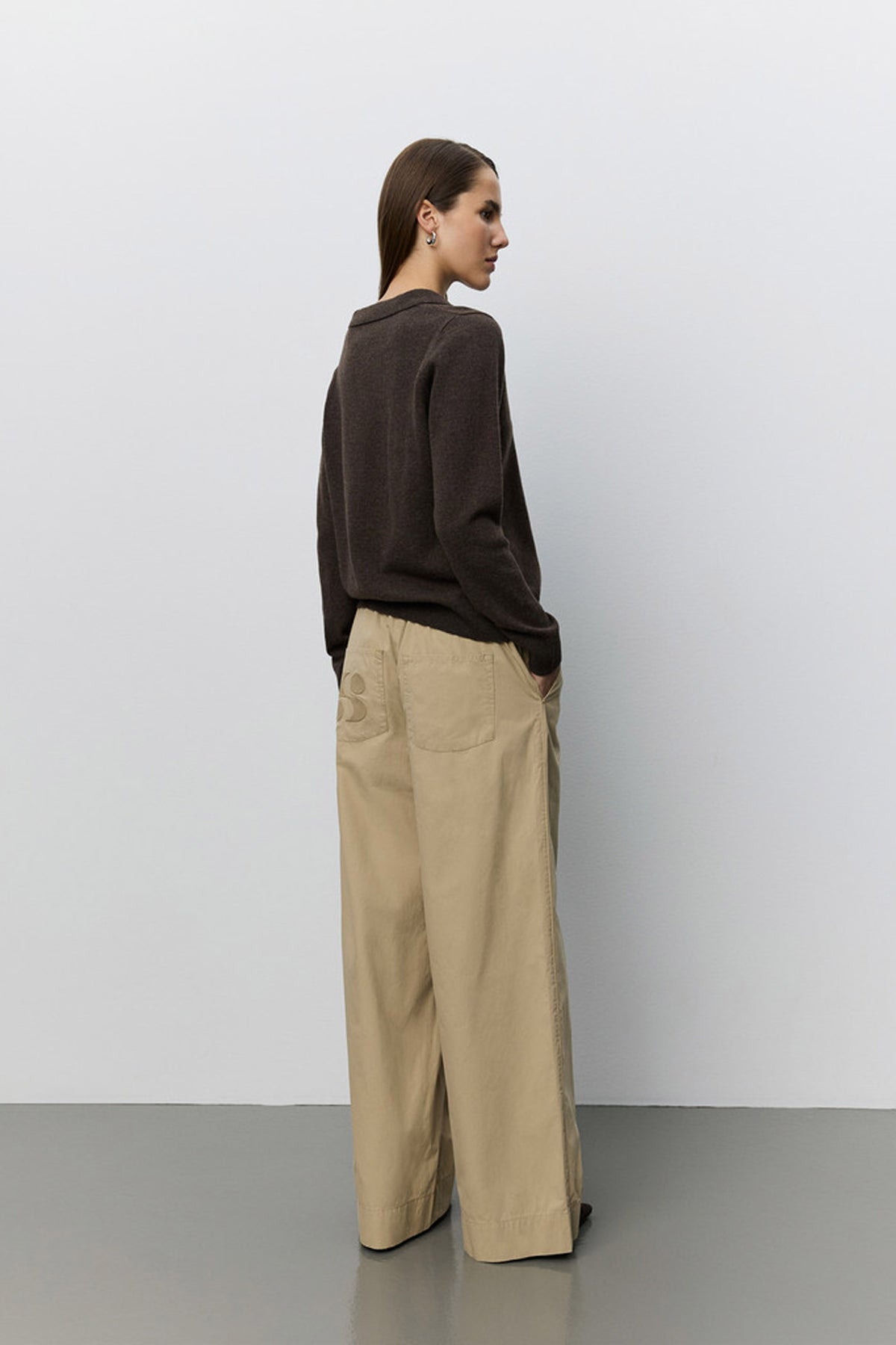 REINESW WIDE LEG TROUSERS 7042 Dark sand - SNOS741
