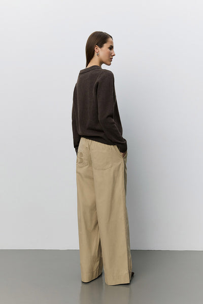 REINESW WIDE LEG TROUSERS 7042 Dark sand - SNOS741 Thumbnail