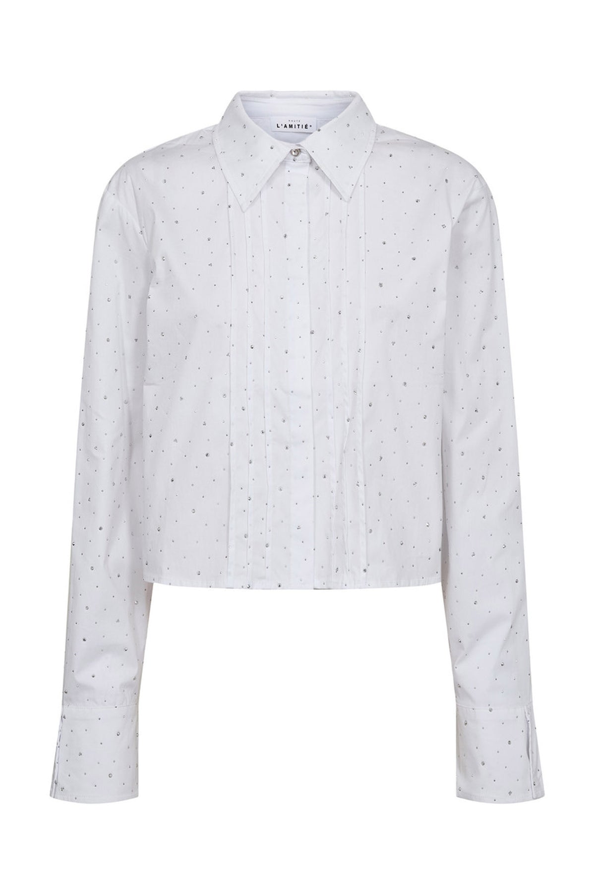 Rhinestone Crop Shirt White - HL10404