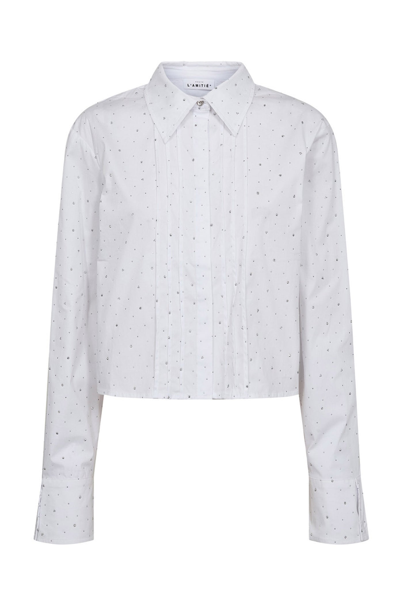 Rhinestone Crop Shirt White - HL10404