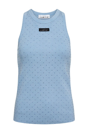 Rib Badge Acid Stone Tank Pale Blue Acid Wash - HL10708