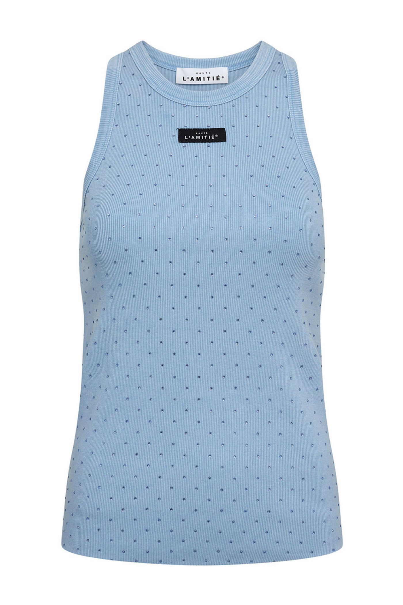 Rib Badge Acid Stone Tank Pale Blue Acid Wash - HL10708