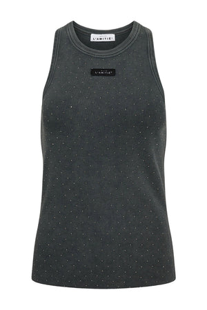 Rib Badge Acid Stone Tank Black Acid Wash - HL10708