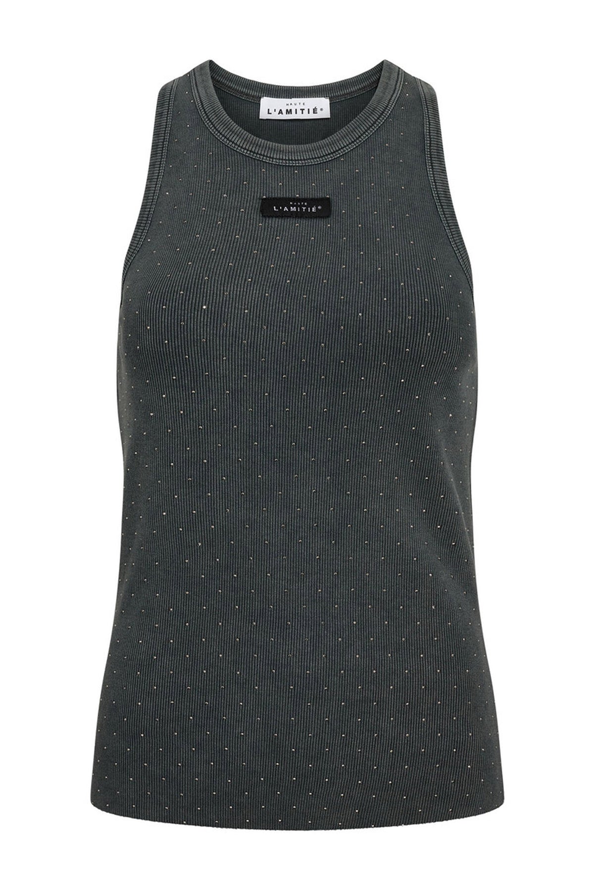Rib Badge Acid Stone Tank Black Acid Wash - HL10708