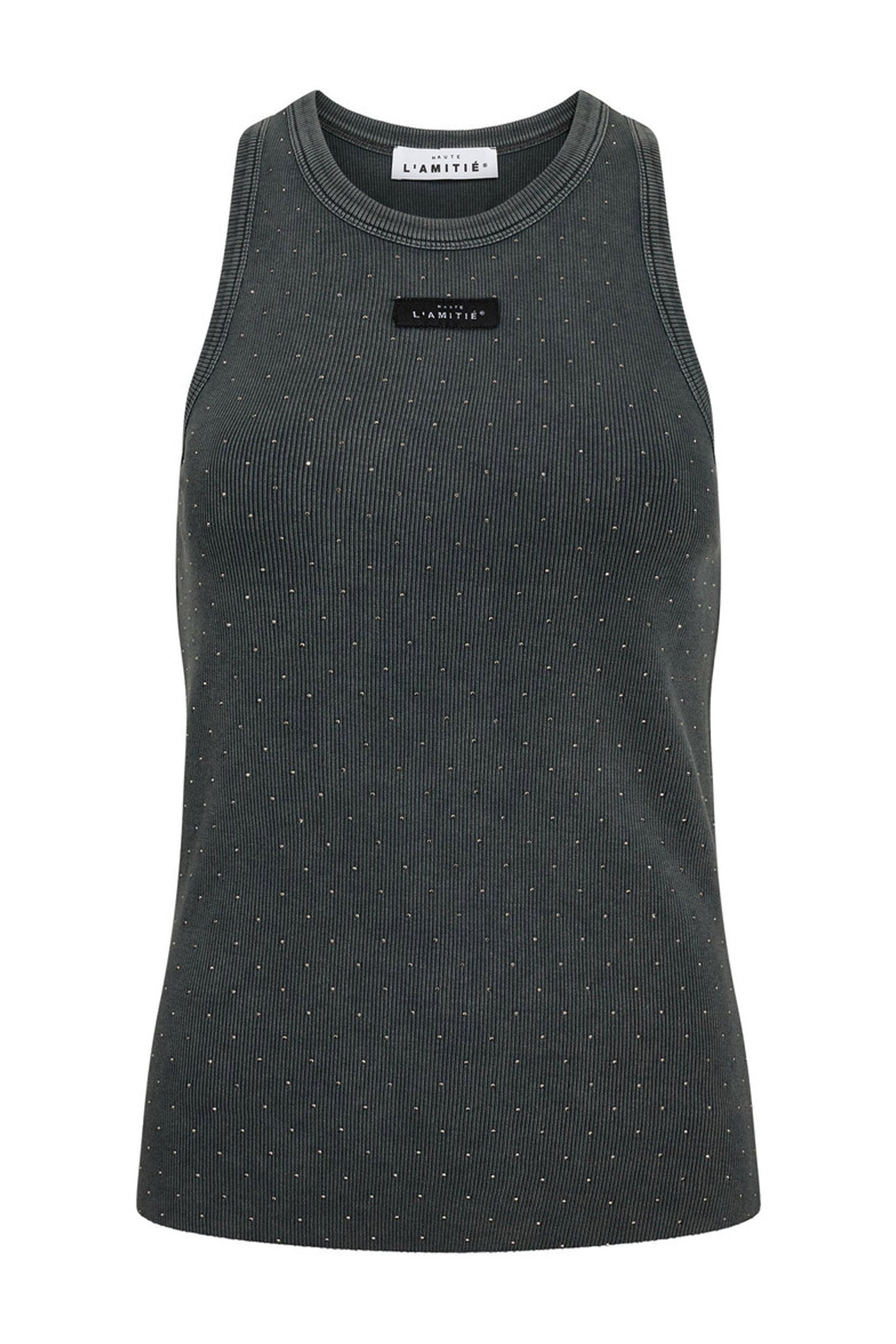 Rib Badge Acid Stone Tank Black Acid Wash - HL10708