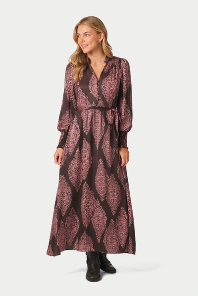 Novalee Paisley Drop Dress Dark Brown/Evening Rose - 164473 Thumbnail