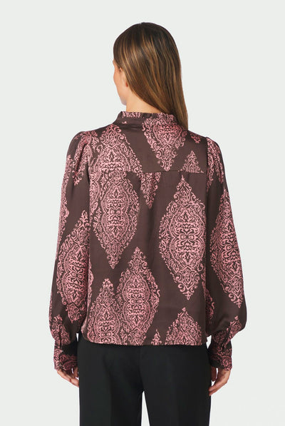 Massima Paisley Drop Blouse Dark Brown/Evening Rose - 170432 Thumbnail