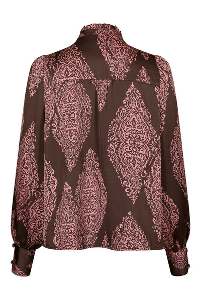 Massima Paisley Drop Blouse Dark Brown/Evening Rose - 170432 Thumbnail