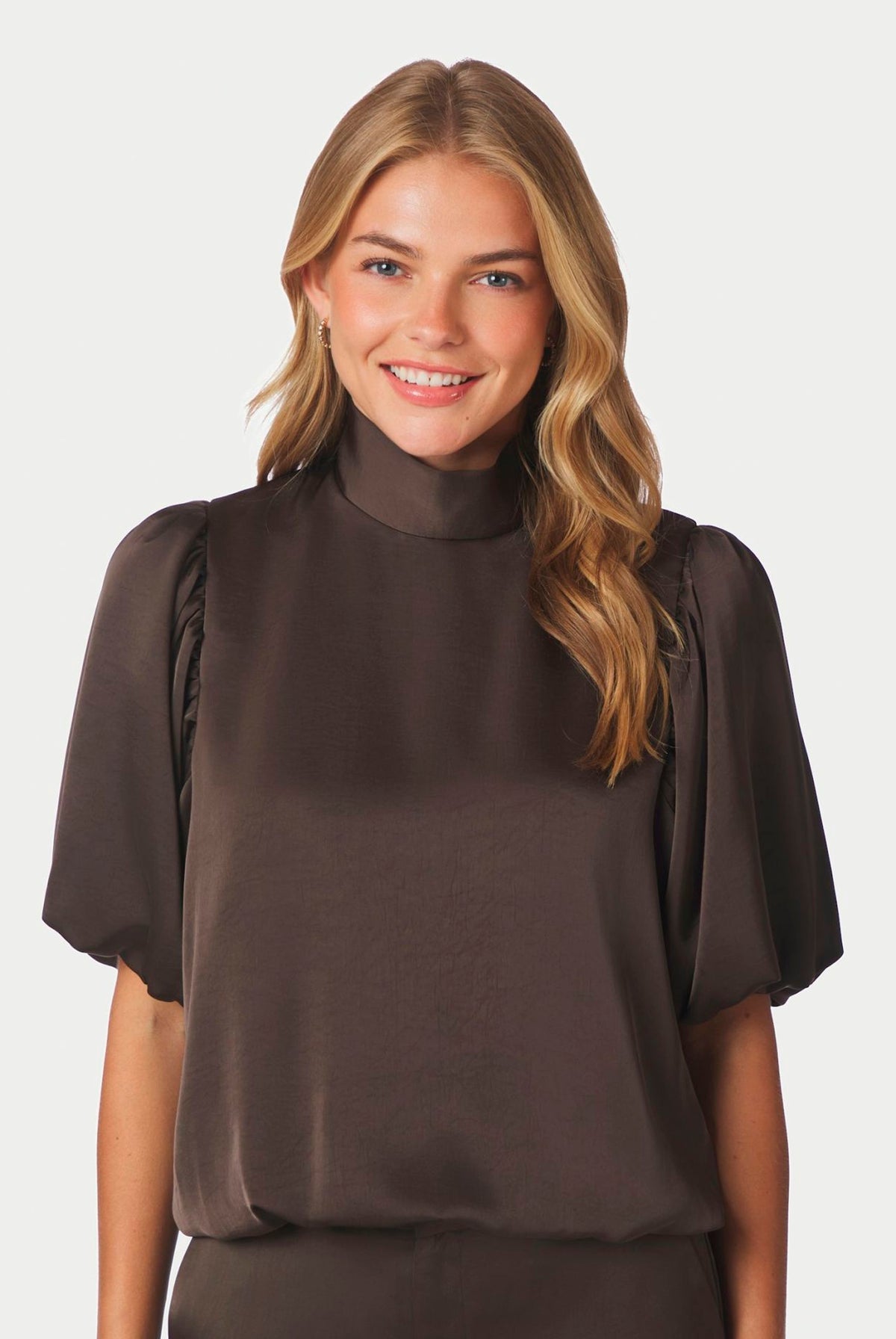 Parisa Heavy Sateen Blouse Dark brown - 170396