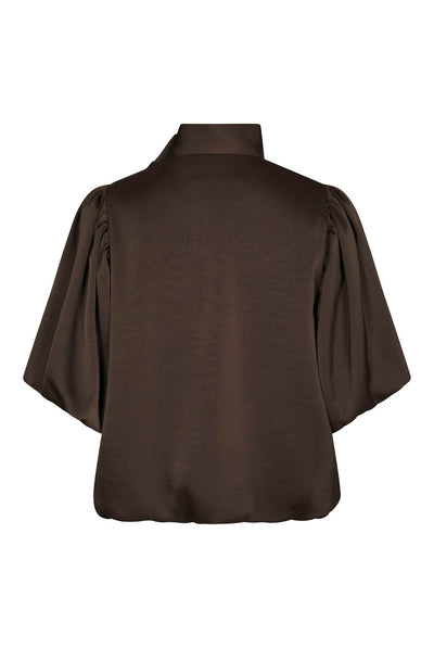 Parisa Heavy Sateen Blouse Dark brown - 170396 Thumbnail
