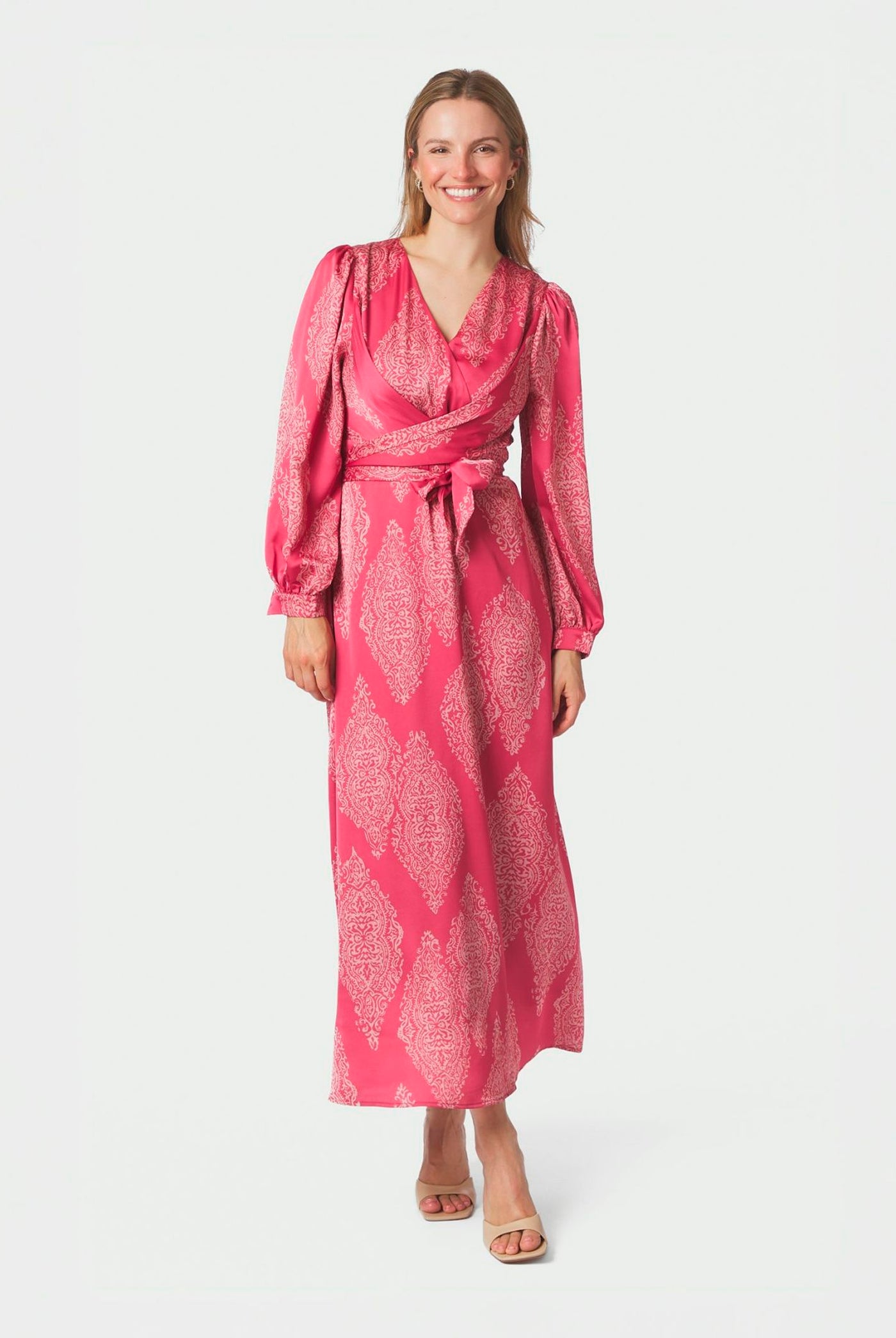 Bretti Paisley Drop Dress Cherry Pink - 168466