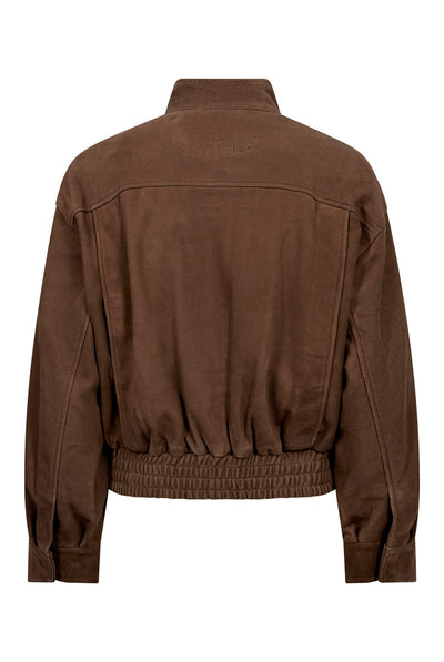 Suede Gather Crop Jacket WALNUT - HL10821 Thumbnail
