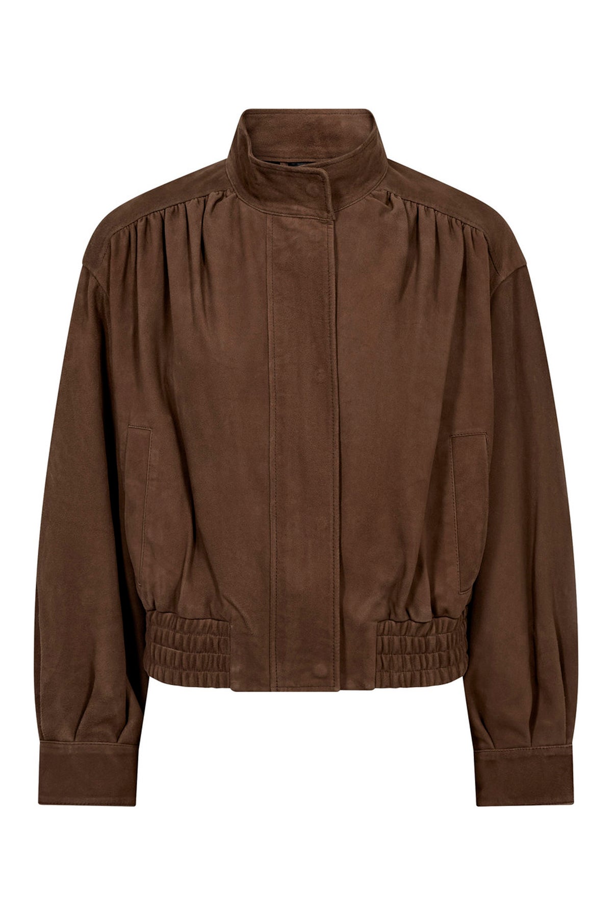 Suede Gather Crop Jacket WALNUT - HL10821