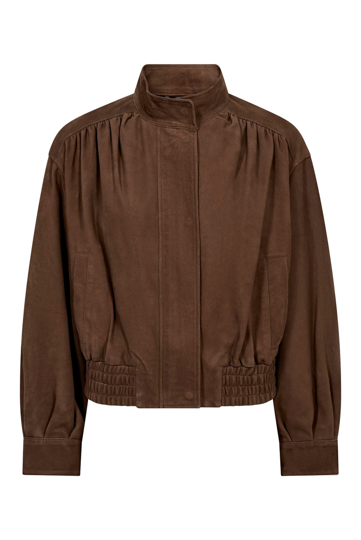 Suede Gather Crop Jacket WALNUT - HL10821