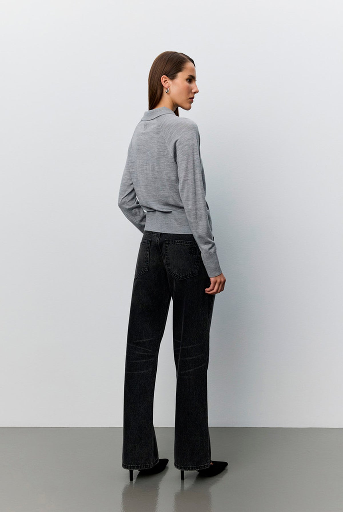 SELENESW KNIT POLO 8000 Grey Melange - SNOS761