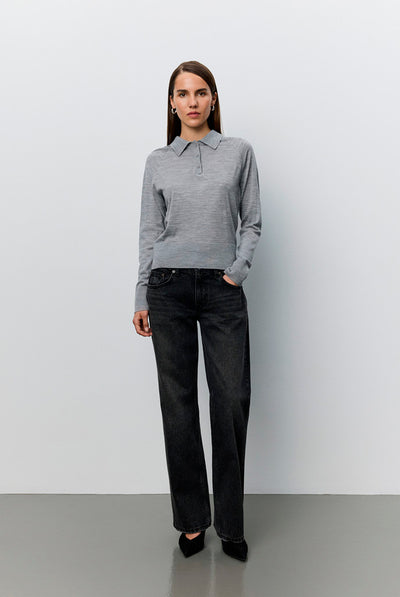 SELENESW KNIT POLO 8000 Grey Melange - SNOS761 Thumbnail