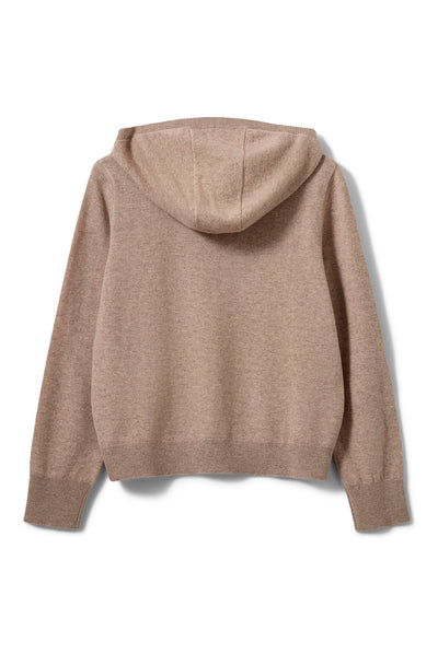 CASSIESW KNIT HOODIE 7071 Brown melange - SNOS765 Thumbnail
