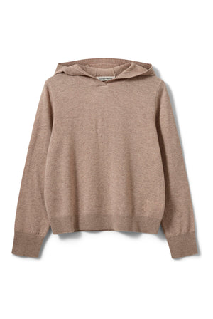 CASSIESW KNIT HOODIE 7071 Brown melange - SNOS765