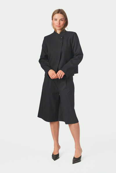 Rima Slim Pinstripe Shorts Dark Navy - 169531 Thumbnail
