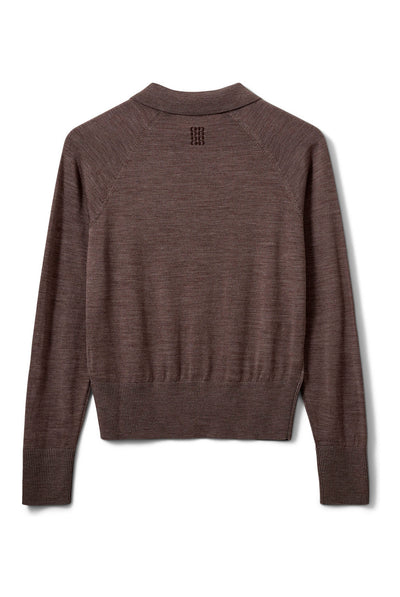 SELENESW KNIT POLO 7071 Brown melange - SNOS761 Thumbnail