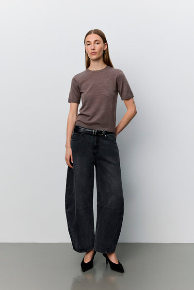 SORELLASW SHORT SLEEVE KNIT BL 7071 Brown melange - SNOS762 Thumbnail
