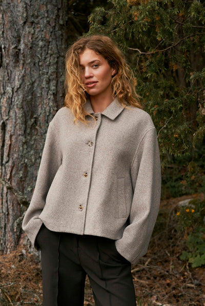 Hamra Herringbone Twill Jacket BEIGE MELANGE - 168855 Thumbnail